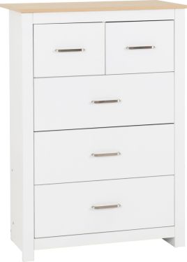 PORTLETHEN White Chest of Drawers - Medium-sized, 5 Drawers