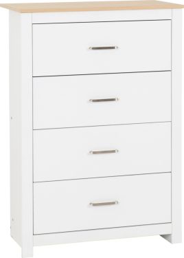 PORTLETHEN White Chest of Drawers - Medium-sized, 4 Drawers