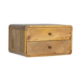 Curved 2 Drawer Wall Mounted Bedside Table - Oak ish