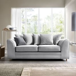 NIOMI Velvet 3 Seater Scatterback Sofa - Light Grey