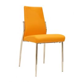 Chic Dining Essentials Petersburg Set of 4 Leather Effect Dining Chairs with Chrome Legs - Orange