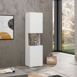 Echo Eden Tall Display Cabinet with Partially Glazed Door - White