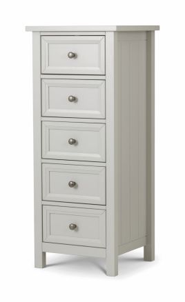 Maine 5 Drawer Tall Storage Chest - Grey