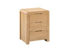 Curve 3 Drawer Bedside Table - Oak