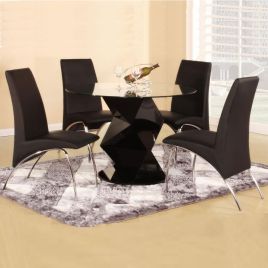 Centralia High Gloss Dining Set with 4 Chairs - Black