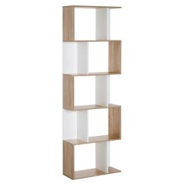 5-tier Bookcase Storage Display Shelving S Shape design Unit Divider White