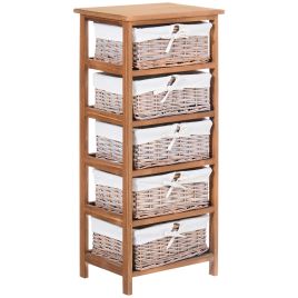 Natural Finish Chest of Drawers - HERON Tallboy Small Chest  5 Drawers