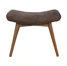 Brea Mocha Faux Fur Curved Bench Nordic Elegance for Any Space