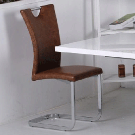 Fabrizio Set of 2 PU Chairs - Brown and Chrome