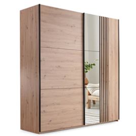 SENTRA 2 Door Mirrored Sliding Wardrobe Medium Oak - 200cm