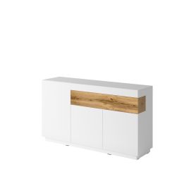 Salamandar 43 Sideboard Cabinet Wotan Oak Drawers - White Gloss