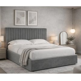 SMOULDER Kingsize Fabric Ottoman Storage Bedframe - Smoked Grey