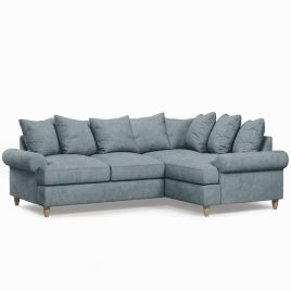 Corner Sofa - LUXE Fabric 3 Seater Left Hand Facing - Blue