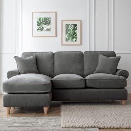 Corner Sofa - RAYONG Fabric 3 Seater Right Hand Facing - Charcoal