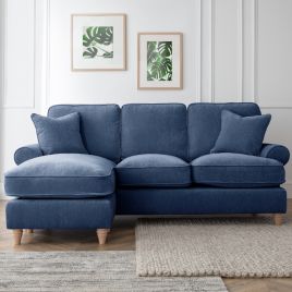 Corner Sofa - RAYONG Fabric 3 Seater Right Hand Facing - Navy