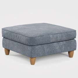 Footstool - COASTAL Fabric - Steel