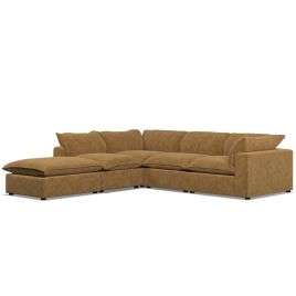 Corner Sofa - PUEBLA Fabric 4 Seater Right Hand Facing Amber - Footstool End
