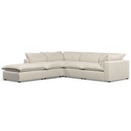 Corner Sofa - PUEBLA Fabric 4 Seater Right Hand Facing Cotton - Footstool End