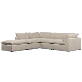 Corner Sofa - PUEBLA Fabric 4 Seater Right Hand Facing Eggshell - Footstool End