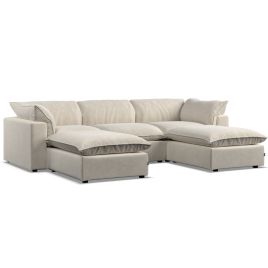 Corner Sofa - PUEBLA Fabric 5 Seater U Shaped Cotton - Footstool End