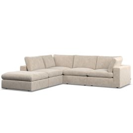 Corner Sofa - OBLAK Fabric 4 Seater Right Hand Facing Eggshell - Footstool End