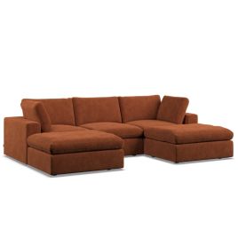 Corner Sofa - OBLAK Fabric 5 Seater U Shaped Saffron - Footstool End