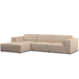 Corner Sofa - LUCCA Fabric 3 Seater Right Hand Facing - Beige
