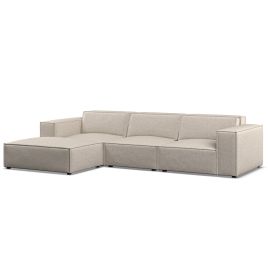 Corner Sofa - LUCCA Fabric 3 Seater Right Hand Facing - Linen