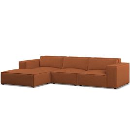 Corner Sofa - LUCCA Fabric 3 Seater Right Hand Facing - Terra