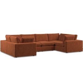 Corner Sofa - OBLAK Fabric 6 Seater U Shaped - Saffron