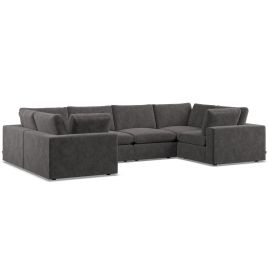 Corner Sofa - OBLAK Fabric 6 Seater U Shaped - Slate
