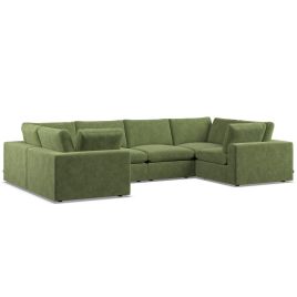 Corner Sofa - OBLAK Fabric 6 Seater U Shaped - Verde