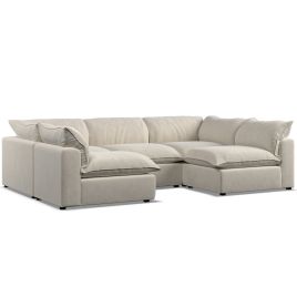 Corner Sofa - PUEBLA Fabric 5 Seater U Shaped Cotton - Open End