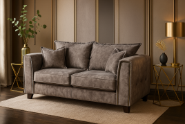 SOLARAE Fabric 2 Seater Sofa - Brown