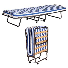 Glamorgan Foldable Metal Single Bed with Mattress - Black