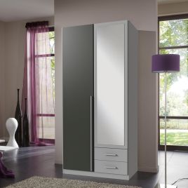 Husam 2 Door Mirrored Wardrobe - Grey