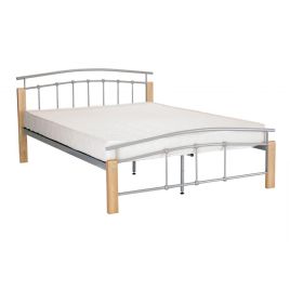 Roman Rhett Bed in Silver and Beech Finish - 5ft King Size