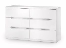 Manhattan White 6 Drawer Wide Storage Chest - High Gloss