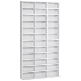 CD / DVD Storage Shelf Storage Unit for 1116 CDs Height-Adjustable Compartments 102 x 24 x 195 cm White