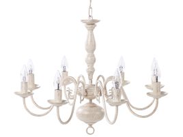 Pendant Lamp White and Gold Iron 8 Lights Glam Vintage 