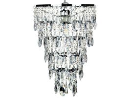 Pendant Lamp Silver Transparent Iron Faux Crystals Chandelier Glam 