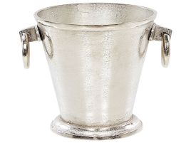 Ice Bucket Silver Metal with Handles Modern Champagne Cooler Glamour Home Accessory 