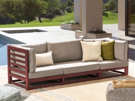 3 Seater Acacia Wood Garden Sofa - Mahogany Brown