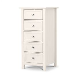 White Chest of Drawers - MALTON Tallboy Medium Chest  5 Drawers