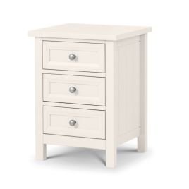 Maine 3 Drawer Bedside Table - White