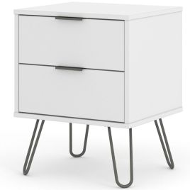 Augusta White 2 Drawer Bedside Cabinet