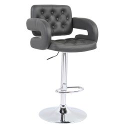 Winslet Chrome PU Bar Stool - Grey