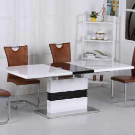 Fabrizio High Gloss Ext Dining Table - White and Black