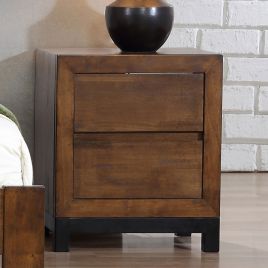 Bedside Table - MARCELLA 2 Drawer Nightstand Oak 50cm