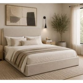 Double Bed - GLASTON 4ft6 Ottoman Bedframe - Oatmeal